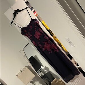 Amazon Floral Lace Midi Dress - Purple and Pink